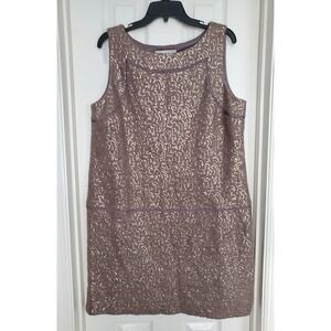Ann Taylor Loft Sequin Shift Dress Mauve Brown Wool Blend‎ Party Cocktail 16